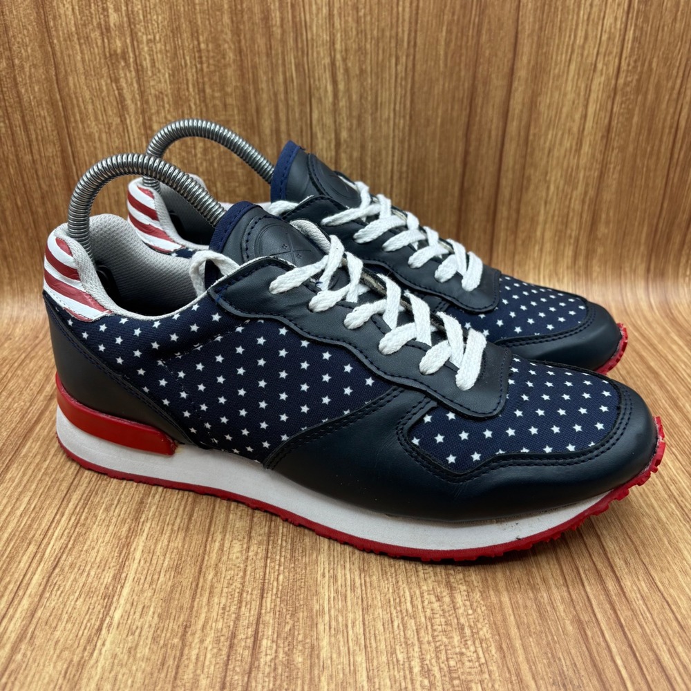Inkkas Sneakers Womens 9 Mens 7 Navy Blue Stars Stripes American Flag Low Top
